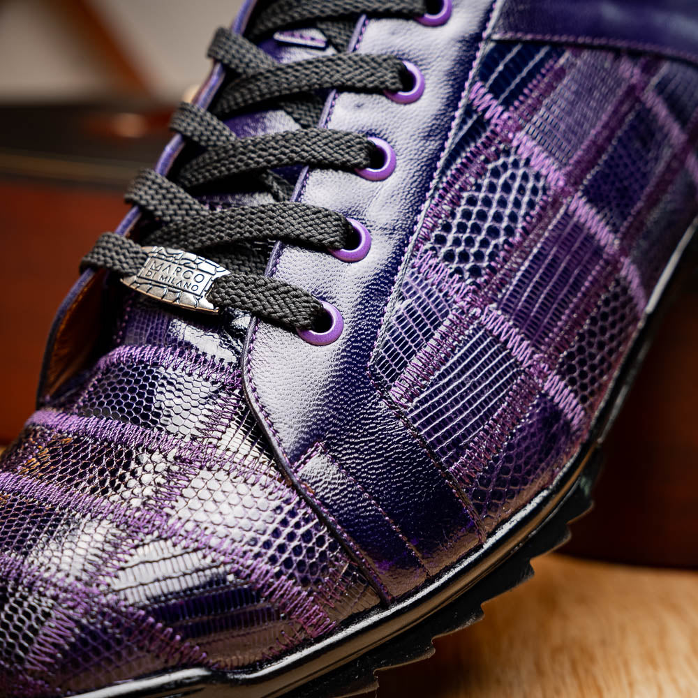 Bari Genuine Lizard Fashion Sneaker Sporty Shoes Purple