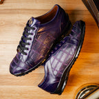 Bari Genuine Lizard Fashion Sneaker Sporty Shoes Purple