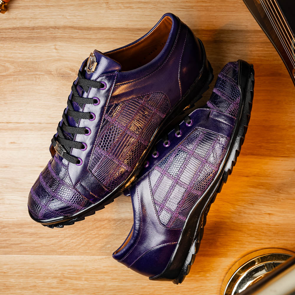 Bari Genuine Lizard Fashion Sneaker Sporty Shoes Purple