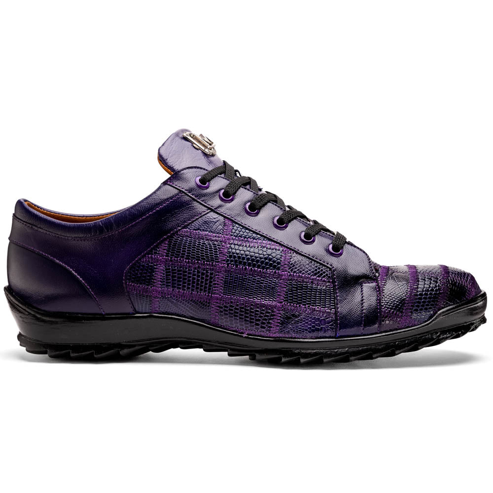Bari Genuine Lizard Fashion Sneaker Sporty Shoes Purple