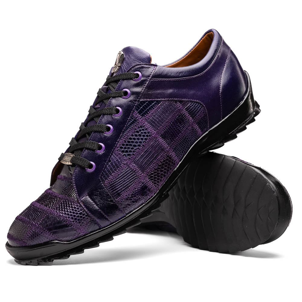 Bari Genuine Lizard Fashion Sneaker Sporty Shoes Purple