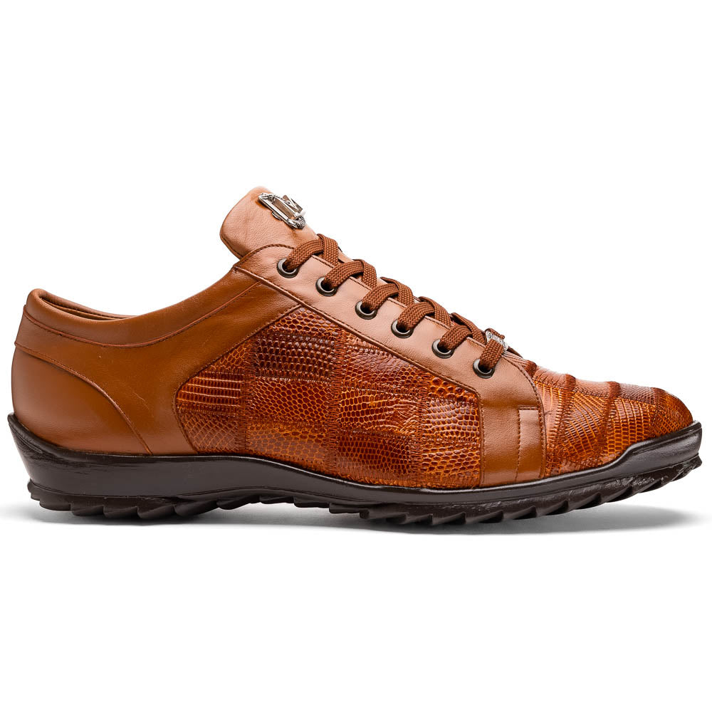 Bari Genuine Lizard Fashion Sneaker Dress Shoes Cognac