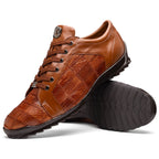 Bari Genuine Lizard Fashion Sneaker Dress Shoes Cognac