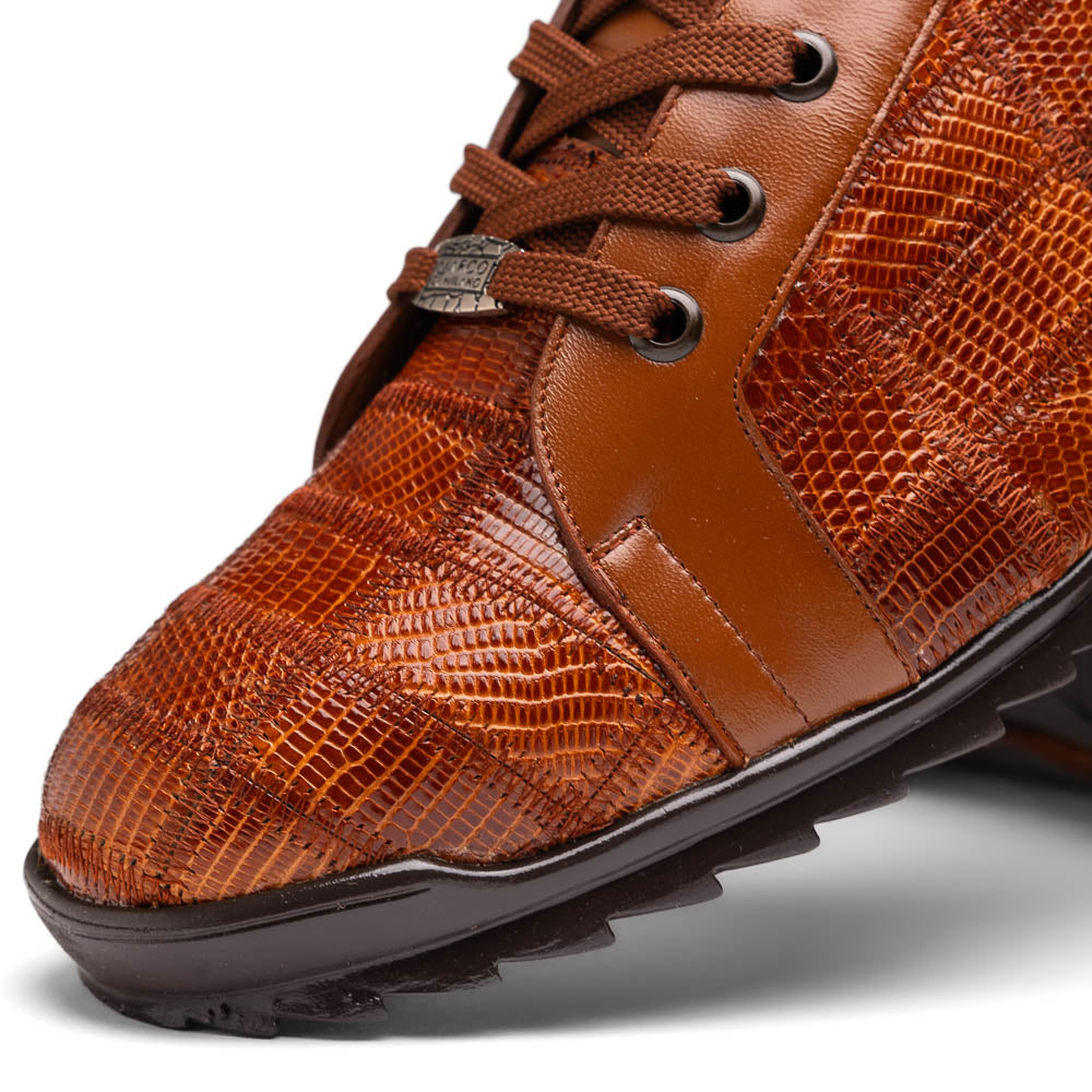 Bari Genuine Lizard Fashion Sneaker Dress Shoes Cognac