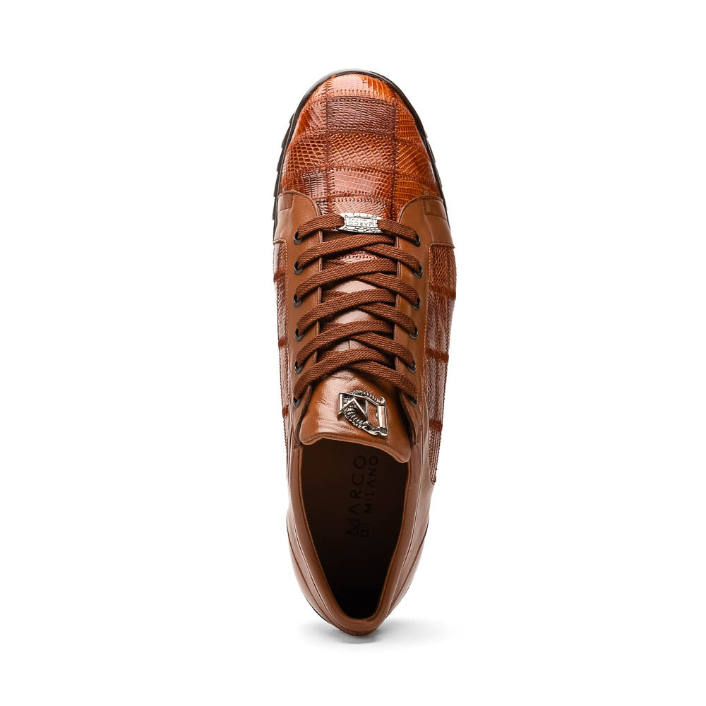 Bari Genuine Lizard Fashion Sneaker Dress Shoes Cognac