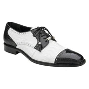 Belvedere Mens Shoes Batta Black/White Genuine Ostrich Lace Up 14006