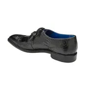 Belvedere Mens Shoes Batta Black Genuine Ostrich Lace Up 14006