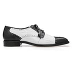 Belvedere Mens Shoes Batta Black/White Genuine Ostrich Lace Up 14006