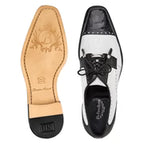 Belvedere Mens Shoes Batta Black/White Genuine Ostrich Lace Up 14006
