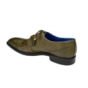 Belvedere Mens Shoes Batta Olive Genuine Ostrich Lace Up 14006