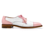 Belvedere Mens Shoes Batta Pink/White Genuine Ostrich Lace Up 14006