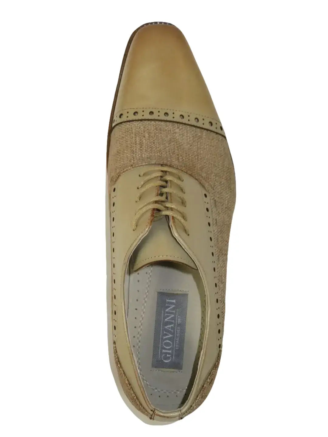Men's Giovanni Shoes High Quality Leather/Fabric Cap Toe REED Natural Tan