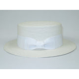 Men's Boater Skimmer Natural Straw Flat Crown GAUCHO Hat BC638 White