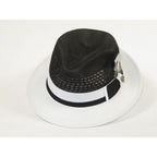 Men's Bruno Capelo Belvedere 2-Tone Straw Style Fedora Hat BD950 Black/white