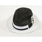 Men's Bruno Capelo Belvedere 2-Tone Straw Style Fedora Hat BD950 Black/white
