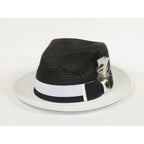 Men's Bruno Capelo Belvedere 2-Tone Straw Style Fedora Hat BD950 Black/white