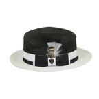 Men's Bruno Capelo Belvedere 2-Tone Straw Style Fedora Hat BD950 Black/white