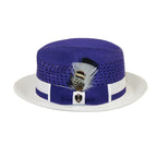 Men's Bruno Capelo Belvedere 2-Tone Straw Style Fedora Hat BD956 Purple/white