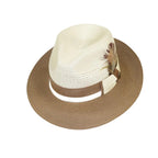 Men's Bruno Capelo Belvedere 2-Tone Straw Style Fedora Hat BD958 Ivory/Cognac