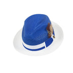 Men's Bruno Capelo Belvedere 2-Tone Straw Style Fedora Hat BD960 Royal/White