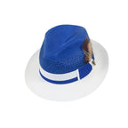 Men's Bruno Capelo Belvedere 2-Tone Straw Style Fedora Hat BD960 Royal/White