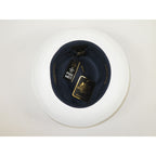 Men's Bruno Capelo Belvedere 2-Tone Straw Style Fedora Hat BD967 Navy/white