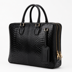 The Cortona Black Snake Leather Men’s Laptop Briefcase