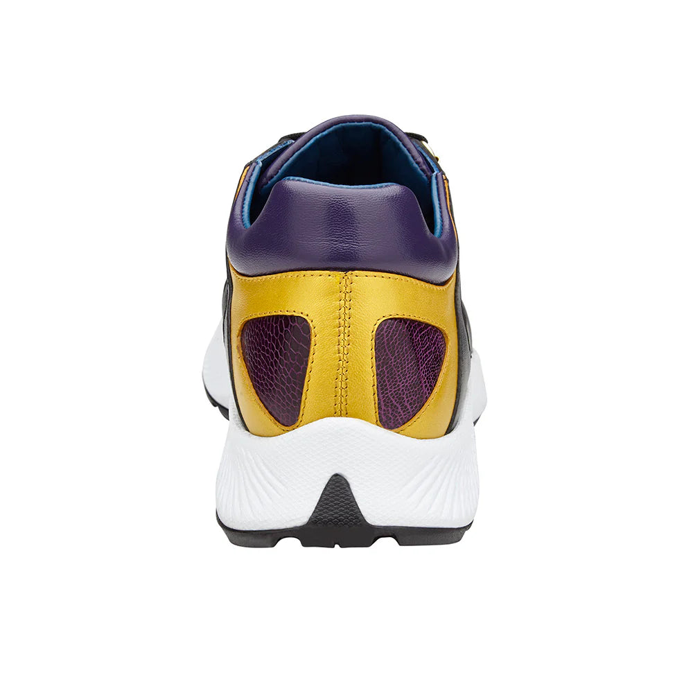 Belvedere Adam Genuine Ostrich/Calfskin Sneakers Gold/Purple/Black #H02