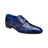 Belvedere Santo Genuine American Alligator Wingtip Shoes Ant. Blue R70 - J.Valintin Men's Wear Legend - R70 Santo Blue - 9