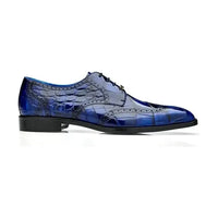 Belvedere Santo Genuine American Alligator Wingtip Shoes Ant. Blue R70 - J.Valintin Men's Wear Legend - R70 Santo Blue - 9