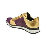 Belvedere Sneakers Blake Genuine Ostrich and Soft Italian Calf Purple/Gold - J.Valintin Men's Wear Legend - Blake 33629 Puple/Gold - 10