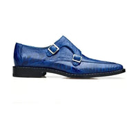 Belvedere Valiente Men's Shoes Ostrich Leg Double Monk Antique Blue - J.Valintin Men's Wear Legend - Valiente 02442 Blue - 9