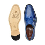 Belvedere Valiente Men's Shoes Ostrich Leg Double Monk Antique Blue - J.Valintin Men's Wear Legend - Valiente 02442 Blue - 9