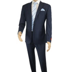 Men Suit BERLUSCONI Turkey 100% Soft Italian Wool Super 180's #Ber28 Navy Blue