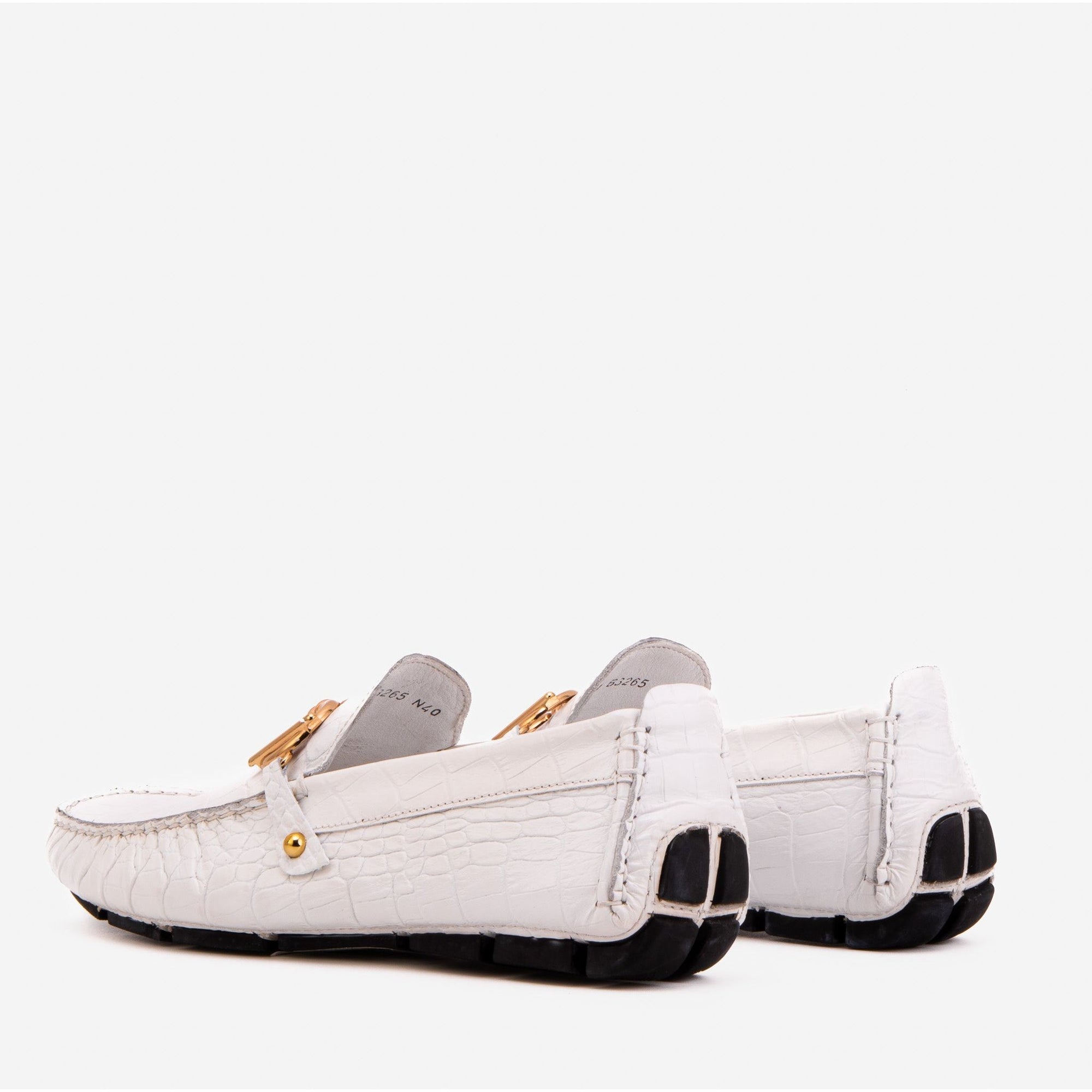 The Pisa White Leather Bit Drive Loafer Men Shoe