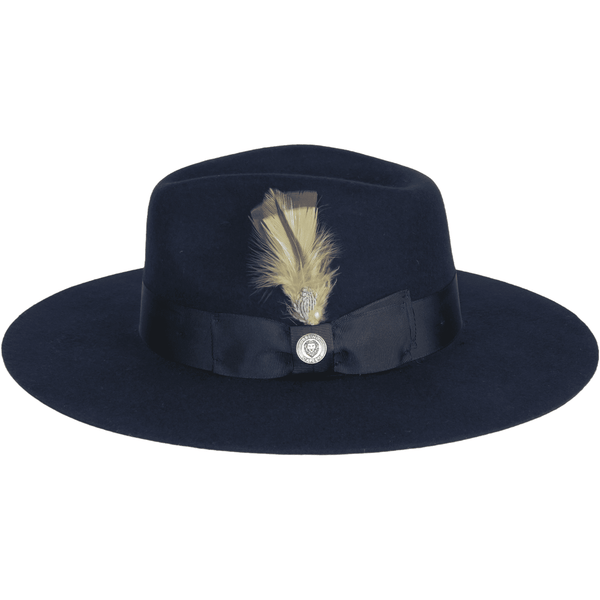 Mens Hat By BRUNO CAPELO Australian Wool Wide Brim Fedora Duke DU722 Navy