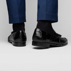 Bianchi Genuine caiman Crocodile Dress Loafers Black
