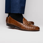 Bianchi Genuine Caiman Crocodile Dress Loafer Bay Apache