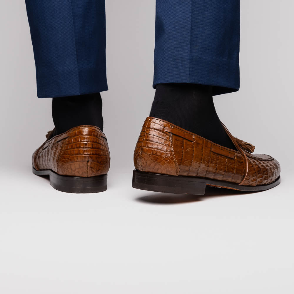 Bianchi Genuine Caiman Crocodile Dress Loafer Bay Apache