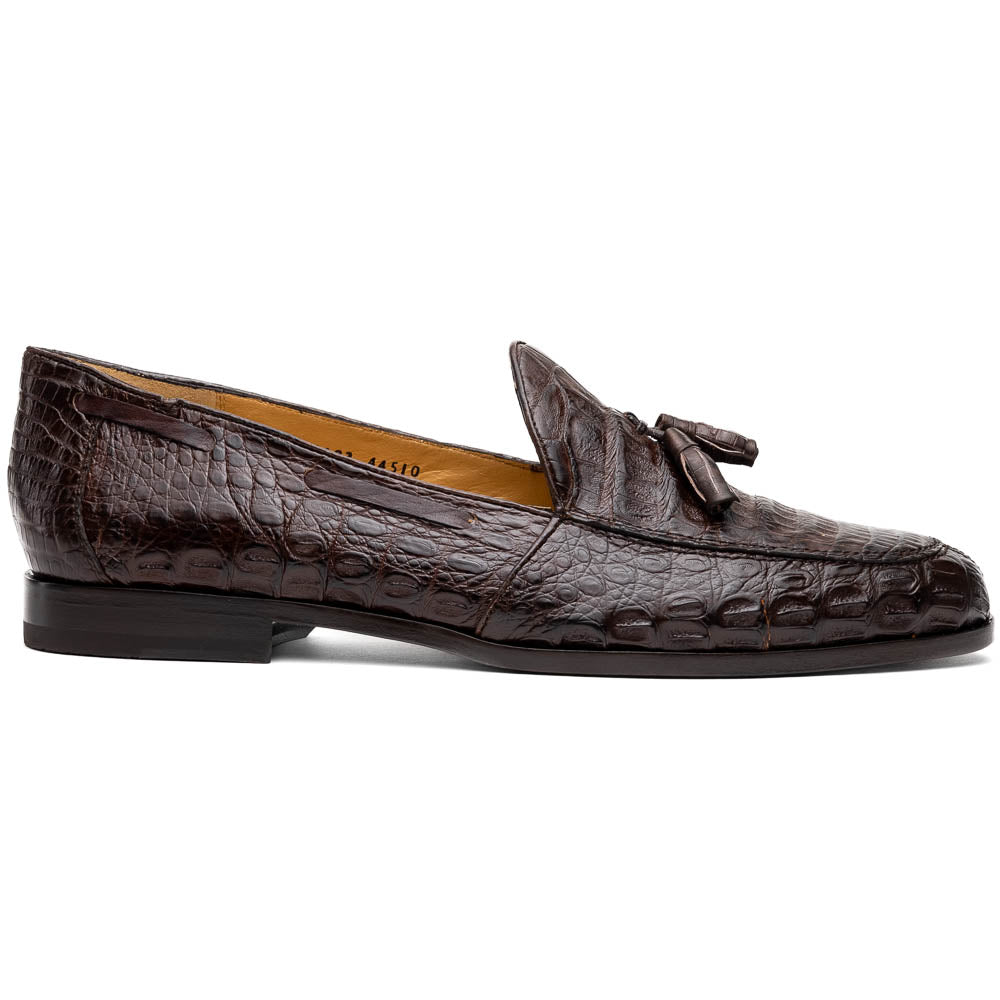 Bianchi Genuine Caiman Crocodile Tassel Loafers Brown