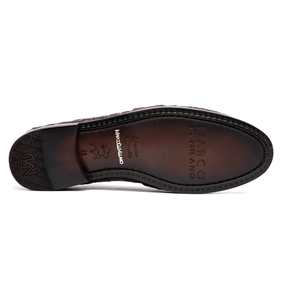 Bianchi Genuine Caiman Crocodile Tassel Loafers Brown