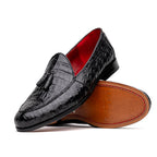 Bianchi Genuine caiman Crocodile Dress Loafers Black