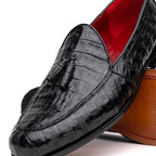Bianchi Genuine caiman Crocodile Dress Loafers Black