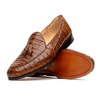 Bianchi Genuine Caiman Crocodile Dress Loafer Bay Apache