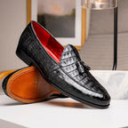 Bianchi Genuine caiman Crocodile Dress Loafers Black