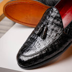 Bianchi Genuine caiman Crocodile Dress Loafers Black