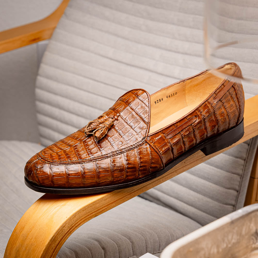 Bianchi Genuine Caiman Crocodile Dress Loafer Bay Apache