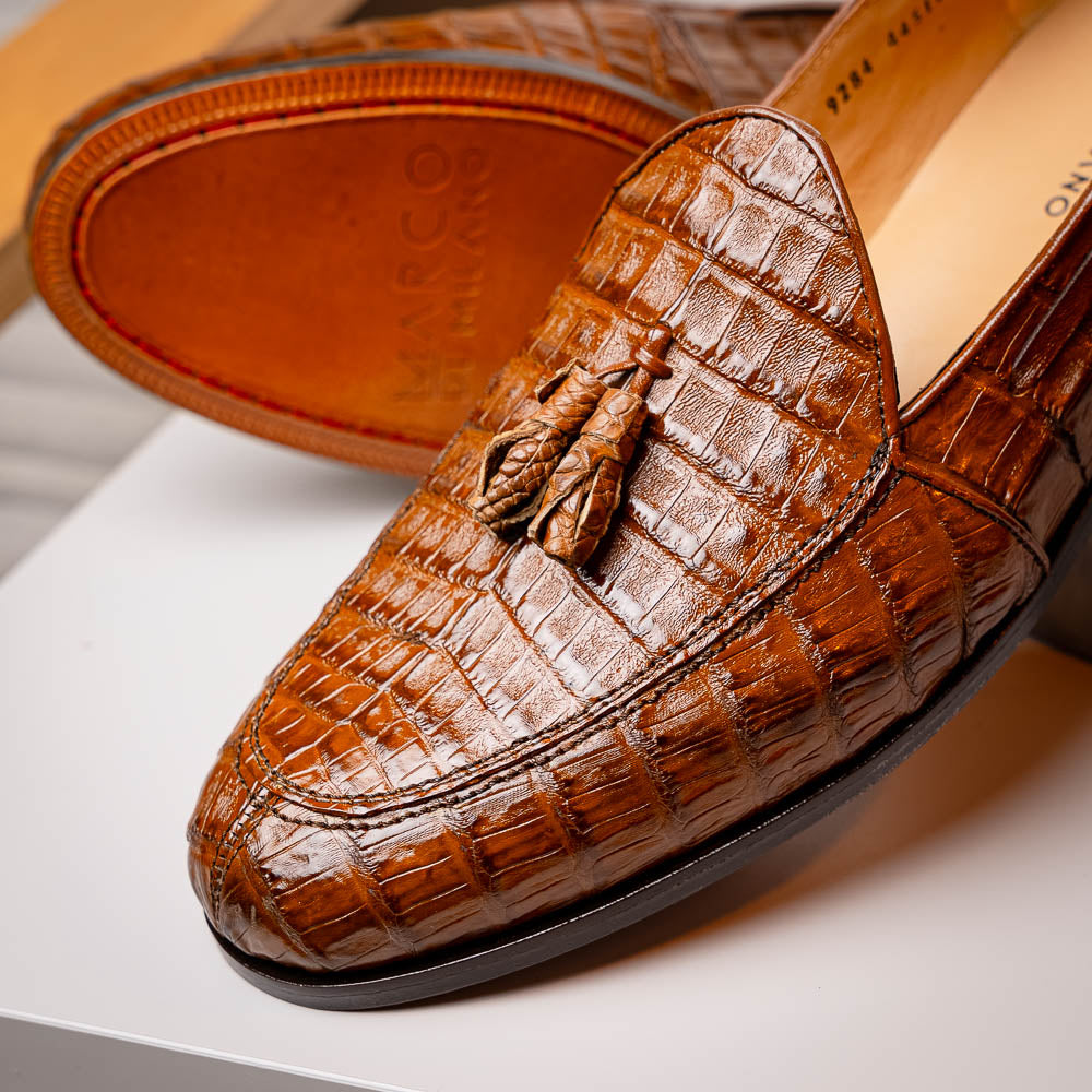 Bianchi Genuine Caiman Crocodile Dress Loafer Bay Apache