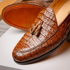Bianchi Genuine Caiman Crocodile Dress Loafer Bay Apache