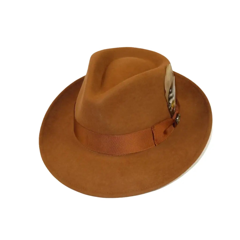 Bruno Capelo Hat Australian Wool Fedora Teardrop Crushable Bel Air BL596 Cognac